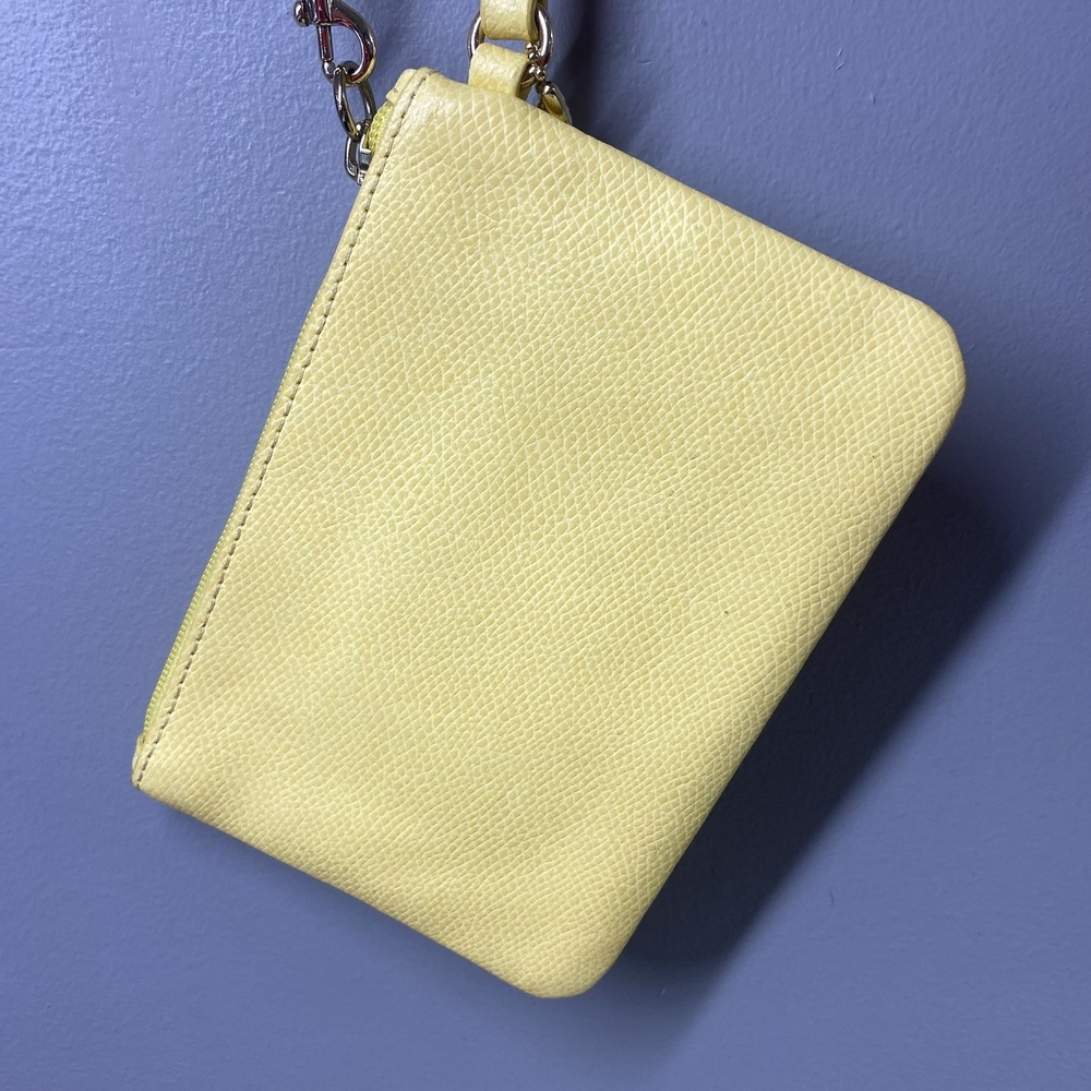 Coach Womens Corner Zip Wristlet‎ in Bright Yellow Wallet Leather 4.5x6" - Picture 4 of 12